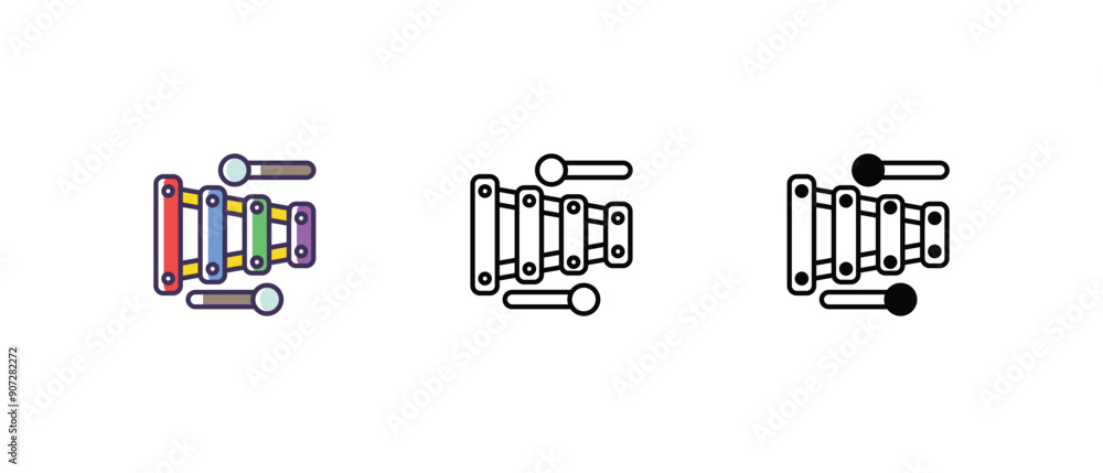 Xylophone Icons thin line and glyph vector icon stock illustration Xylophone Icons thin line and glyph vector icon stock illustration