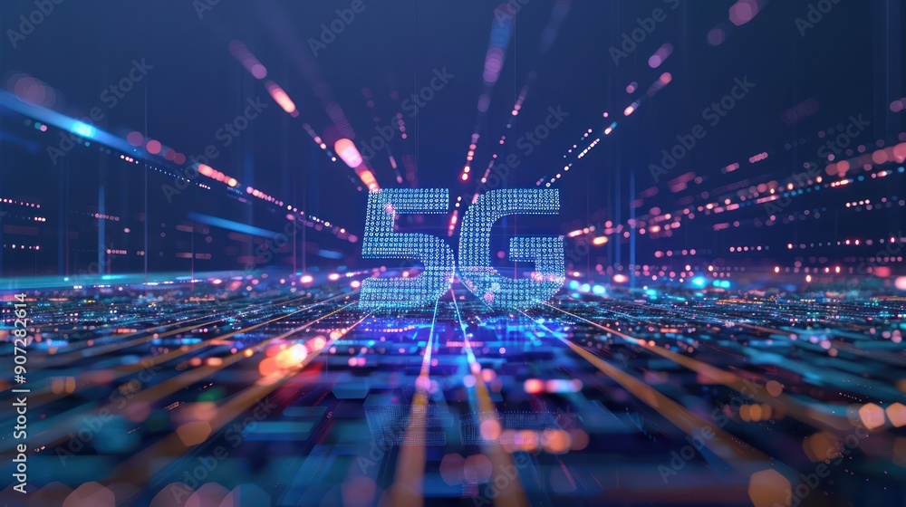 A visualization of data packets being transmitted wirelessly within a ...