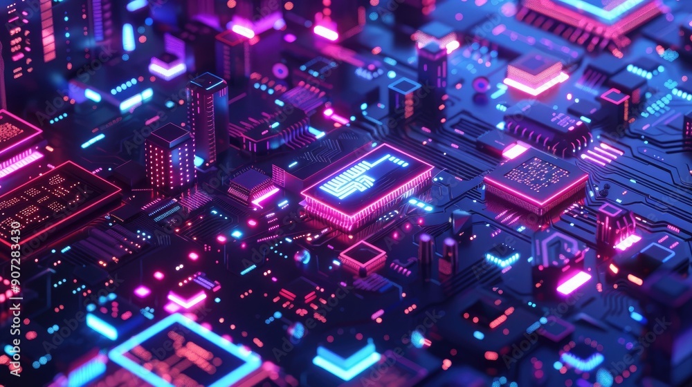 Abstract Cyberpunk Cityscape with Neon Lights Abstract Cyberpunk Cityscape with Neon Lights