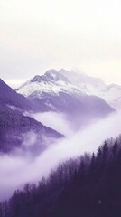Tableau sur plexiglas  Majestic Mountains Shrouded in Purple Mist: Ethereal Landscape Evokes Mystery and Tranquility. Nature's Grandeur Captured in Stunning Panorama, Perfect for Serene Wallpapers, Mystical Concepts, and At  © Da