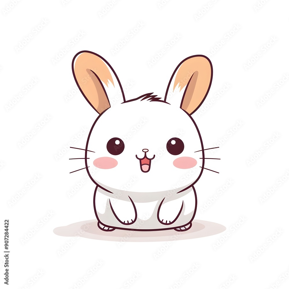 Cute Smiling Rabbit Simple Line Art Illustration Cute Smiling Rabbit Simple Line Art Illustration