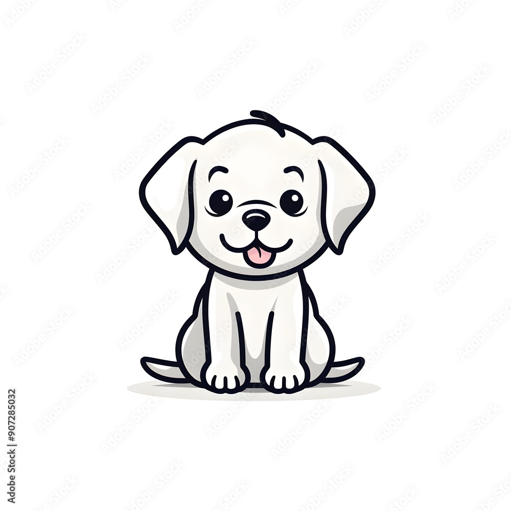 Fototapeta premium Cute Dog Illustration On White Background