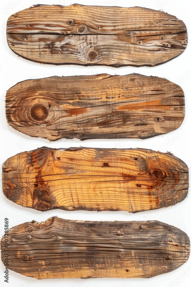 Four wooden planks cut in half, useful for DIY projects or construction Four wooden planks cut in half, useful for DIY projects or construction