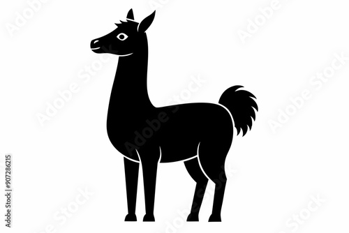 Black Alpaca Silhouette Vector, lama silhouette