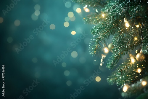 Festive Christmas background with sparkling holiday garland