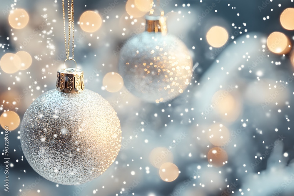 Festive Christmas background with sparkling decorations Festive Christmas background with sparkling decorations