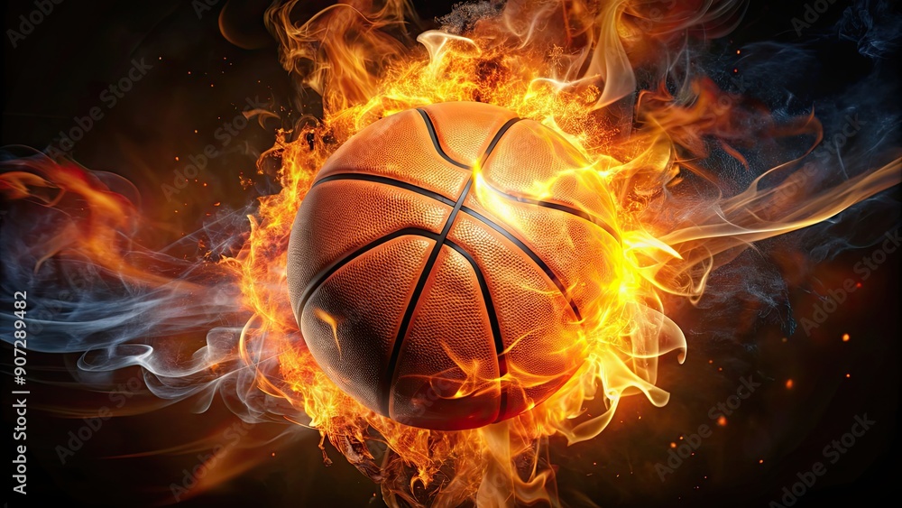 Basketball engulfed in flames, creating a fierce and dynamic wallpaper , sports, fiery, burning, intense, heat, dynamic Basketball engulfed in flames, creating a fierce and dynamic wallpaper , sports, fiery, burning, intense, heat, dynamic