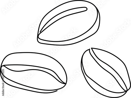 Trio of Coffee Beans Line Art Illustration