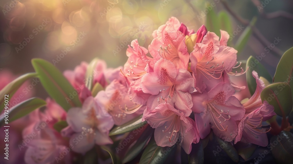 Fototapeta premium Close-up shot of a pink flower with water droplets