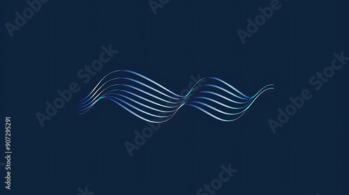 Wallpaper Mural Minimalist Abstract Design with flowing blue waves on a dark background. The pattern creates a dynamic and visually appealing effect, showcasing the power of simple shapes. Torontodigital.ca