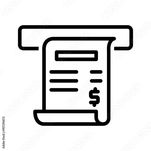 Vector black line icon for Ticket billing