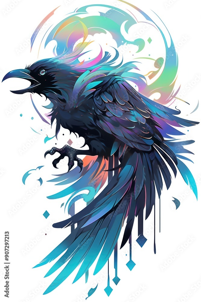 Raven with Abstract Design. Raven with Abstract Design.