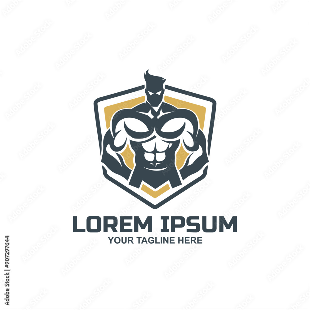 body builder sports mascot vector logo body builder sports mascot vector logo