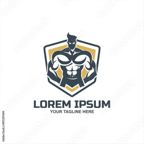  body builder sports mascot vector logo