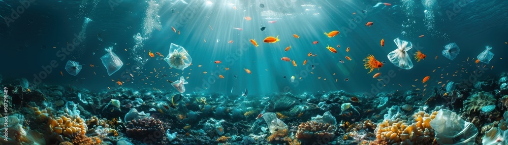 Fototapeta premium A beautiful underwater scene with fish swimming in the water