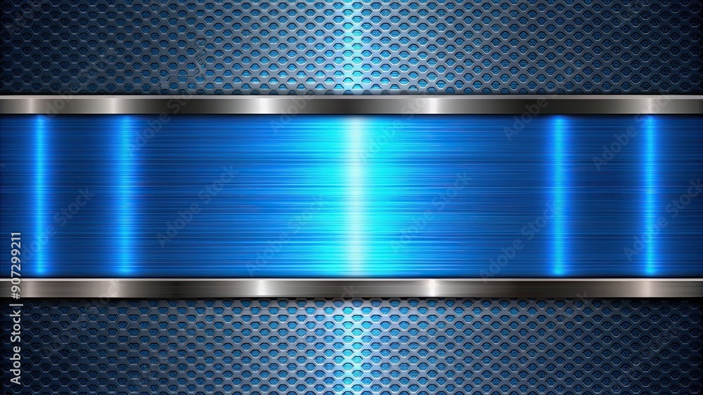Abstract black and blue background with shiny blue metal texture ...