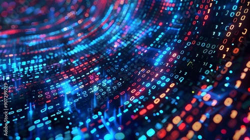 Wallpaper Mural Corrupted Binary Code Stream with Fractured Glitch Patterns in Background Torontodigital.ca