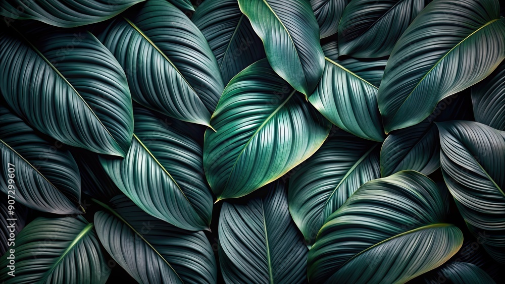 custom made wallpaper toronto digitalAbstract black leaf texture with tropical leaves background , nature, flat lay, dark, texture, tropical, abstract