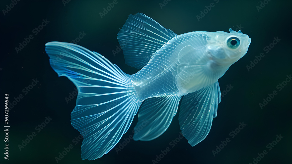 Discover the wonder of a fish illuminated with bioluminescent patterns in the deep sea.
Discover the wonder of a fish illuminated with bioluminescent patterns in the deep sea.