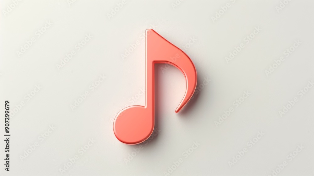 3D single icon of a music note, representing concerts and music festivals, isolated on a white background