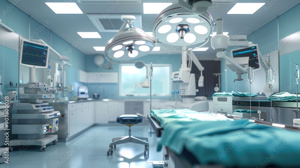 Modern Operating Room with Surgical Equipment and a Sterile Operating ...