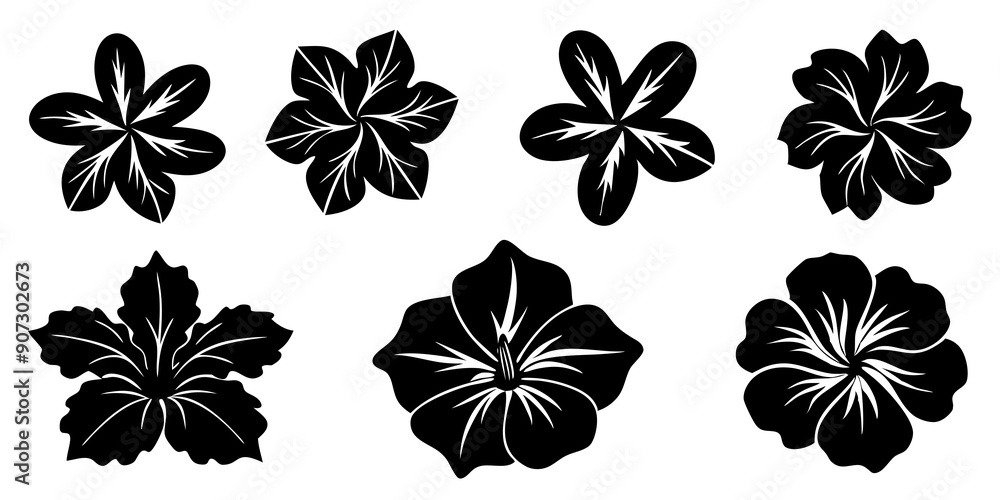 Beautiful Hibiscus Flower Art on White Background for Modern Decor, Fresh Hibiscus Flower Illustrations. Beautiful Hibiscus Flower Art on White Background for Modern Decor, Fresh Hibiscus Flower Illustrations.