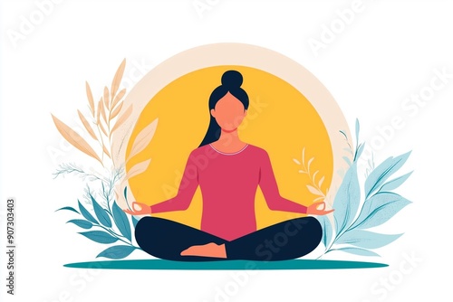 Wallpaper Mural Person Practicing Deep Breathing Exercises Sitting Cross-Legged on a Mat with a Serene Background Torontodigital.ca