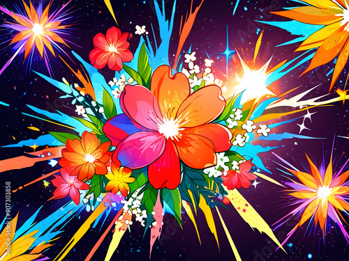 abstract background with flowers,Ai generated 