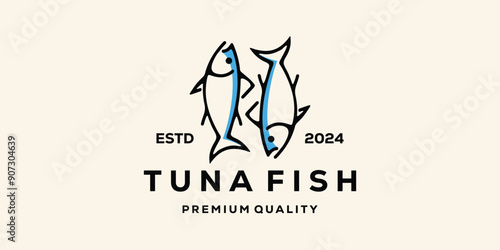 Tuna fish logo emblem label seafood vector icon photo