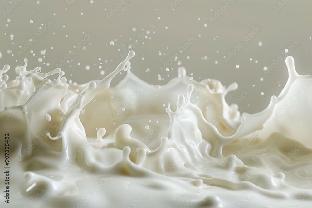 A splash of milk on a white surface, great for food or laboratory illustrations A splash of milk on a white surface, great for food or laboratory illustrations