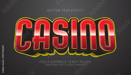 3d editable casino text effect graphic style template