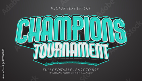 3d editable champion tournament text effect graphic style template