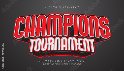 3d editable champion tournament text effect graphic style template