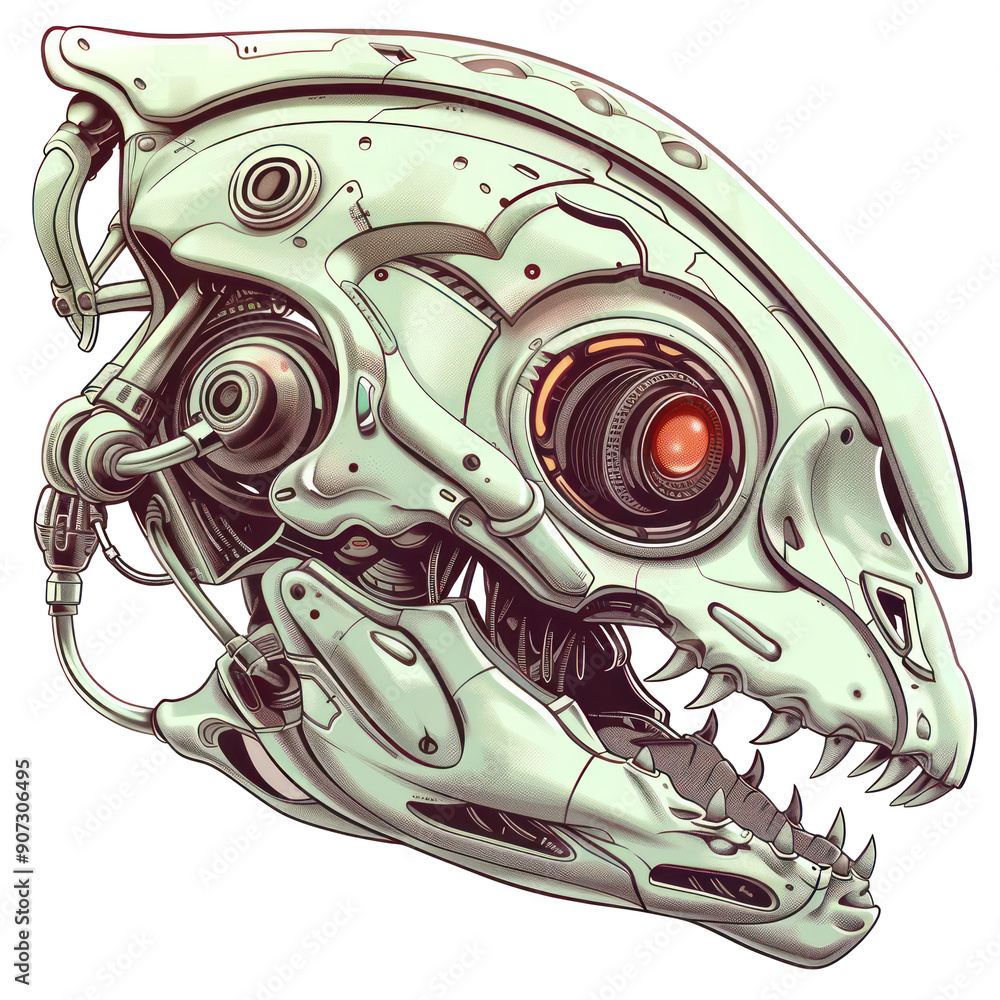 Fototapeta premium Futuristic Robotic Dinosaur Skull.