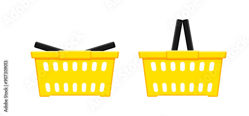 shopping basket yellow, basket retail for supermarket, basket e-commerce icon