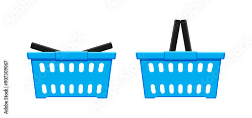 shopping basket blue, basket retail for supermarket, basket e-commerce icon