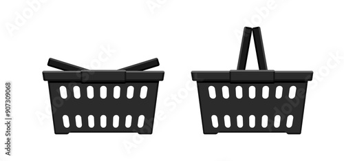 shopping basket black, basket retail for supermarket, basket e-commerce icon