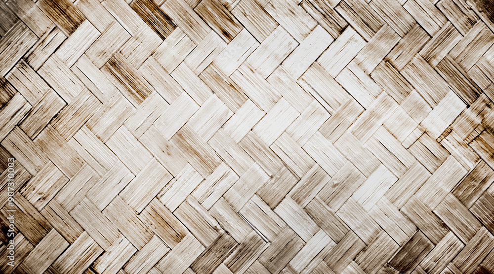 Basket weave or bamboo texture background. Dark vignette edges of organic textile woven together. Basket weave or bamboo texture background. Dark vignette edges of organic textile woven together.
