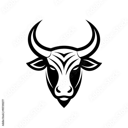 Bullhead logo design silhouette vector illustration on a white background © mdmehedihasandl