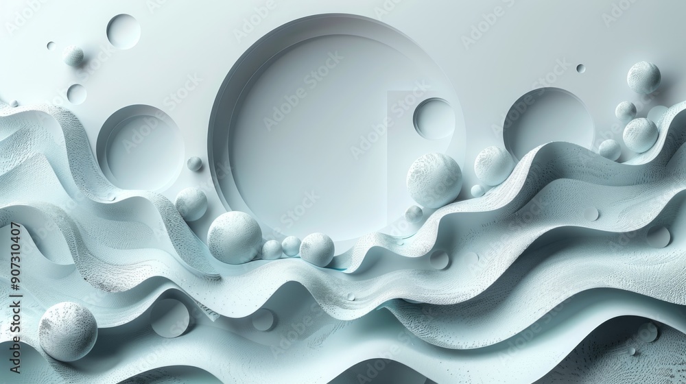 Abstract 3D Background with Wavy Shapes and Spheres Abstract 3D Background with Wavy Shapes and Spheres