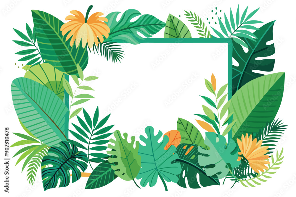 Tropical Leaf Border With Empty Space Tropical Leaf Border With Empty Space