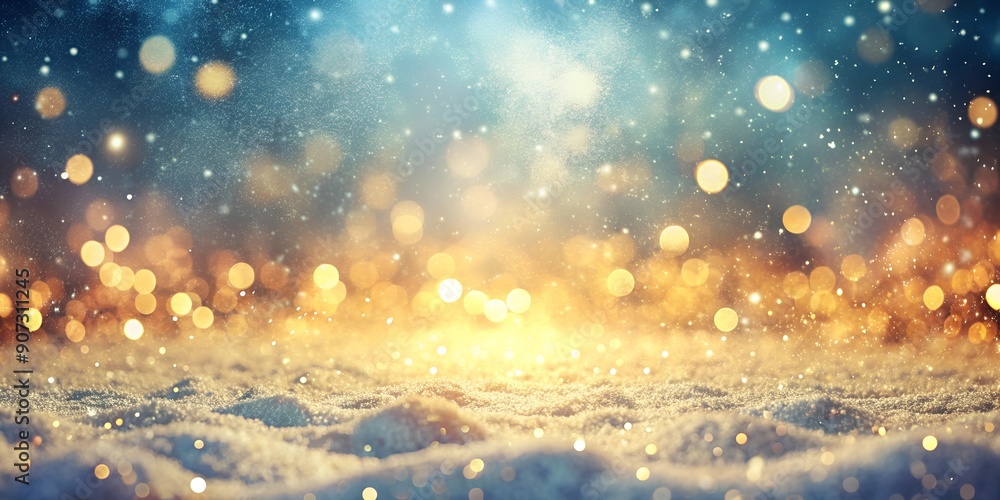 Naklejka premium AI-Generated Glitter Snow Winter Background with Copy Space