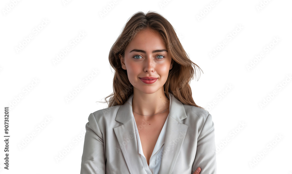 Smiling young businesswoman isolated on white background Smiling young businesswoman isolated on white background