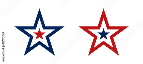 USA star icon set