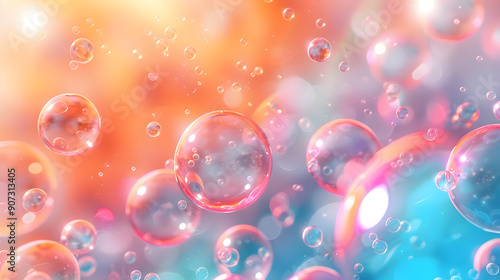 Pastel Bubbles on a Rainbow Background