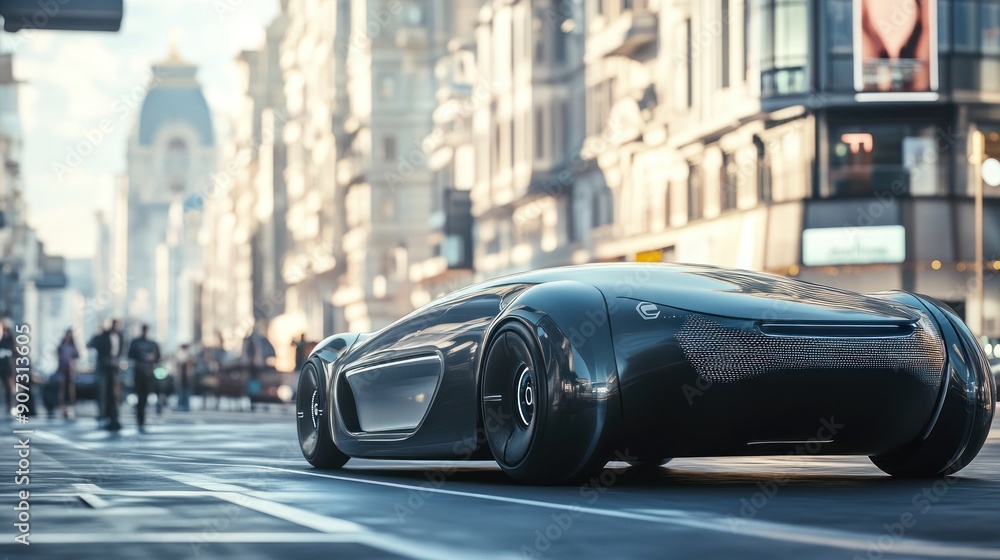 Futuristic Sports Car in a City Setting Futuristic Sports Car in a City Setting