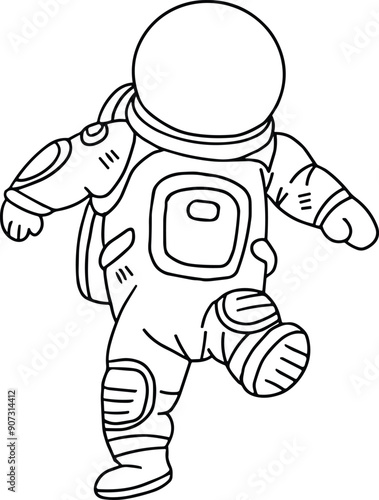 A man in a spacesuit is walking