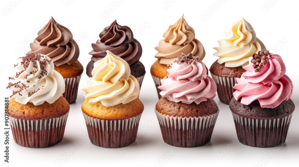 Assorted Cupcake Muffins with Icing Frosting Cutout Mockup Template Assorted Cupcake Muffins with Icing Frosting Cutout Mockup Template