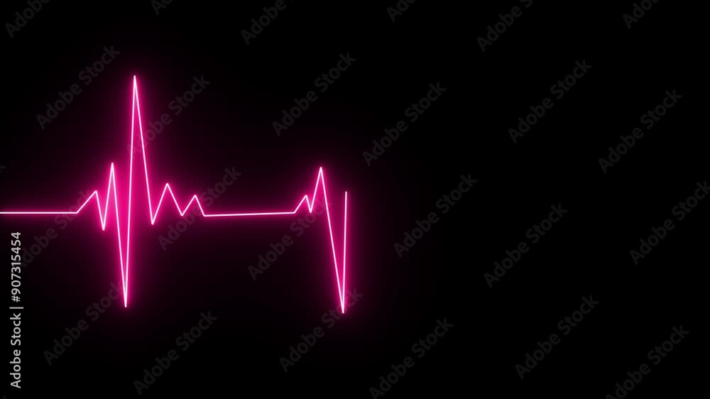 Glowing red neon heartbeat pulse rate line. Health and Medical concept. EKG Pulse Wave, cardiogram and rhythm Glowing red neon heartbeat pulse rate line. Health and Medical concept. EKG Pulse Wave, cardiogram and rhythm