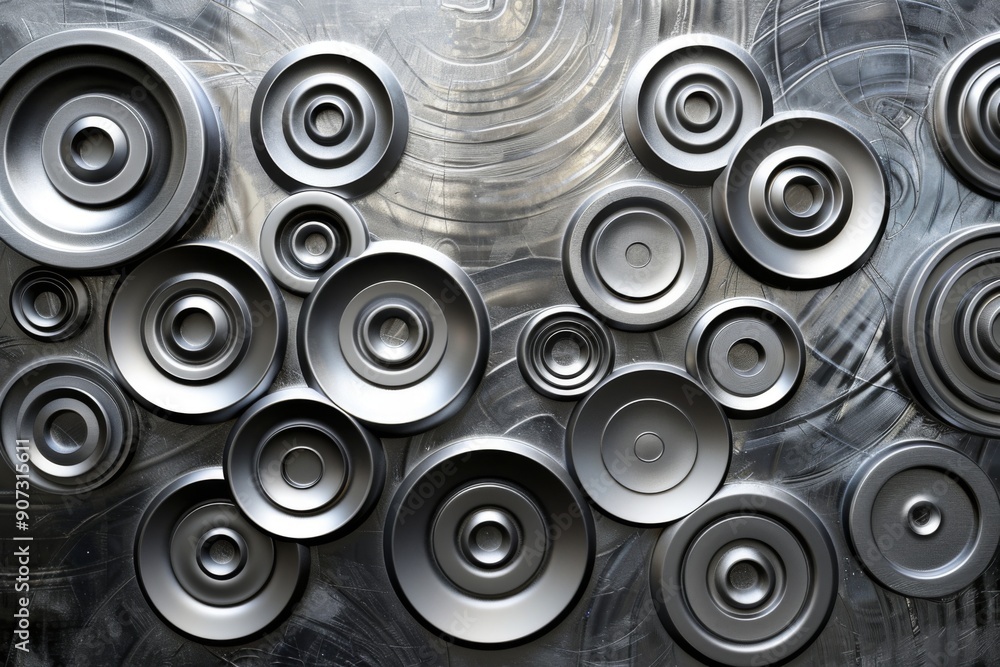 Circular Metal Designs on Silver Circular Metal Designs on Silver